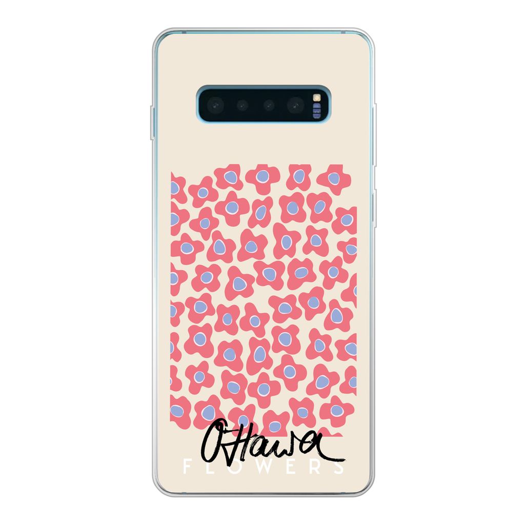 MuchoWow Handyhülle Schutzhülle Hülle für Samsung Galaxy S10 Lite Blume - Muster - Rosa Silikon Softcase Handy Hülle - Schutz