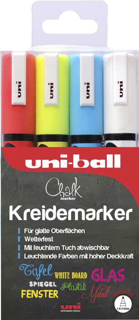 uni-ball Uni Chalk Marker PWE-5M - 4er Etui