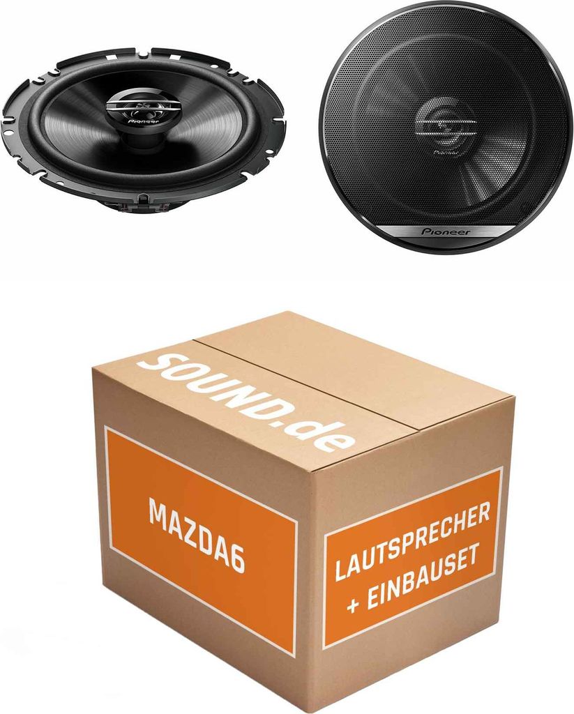 Lautsprecher Boxen Einbaupaket vorne Pioneer TS-G1720F passend für Mazda6 3. Generation Typ GJ/GL | 2x Tief-Mitteltöner mit integriertem Hochtön...
