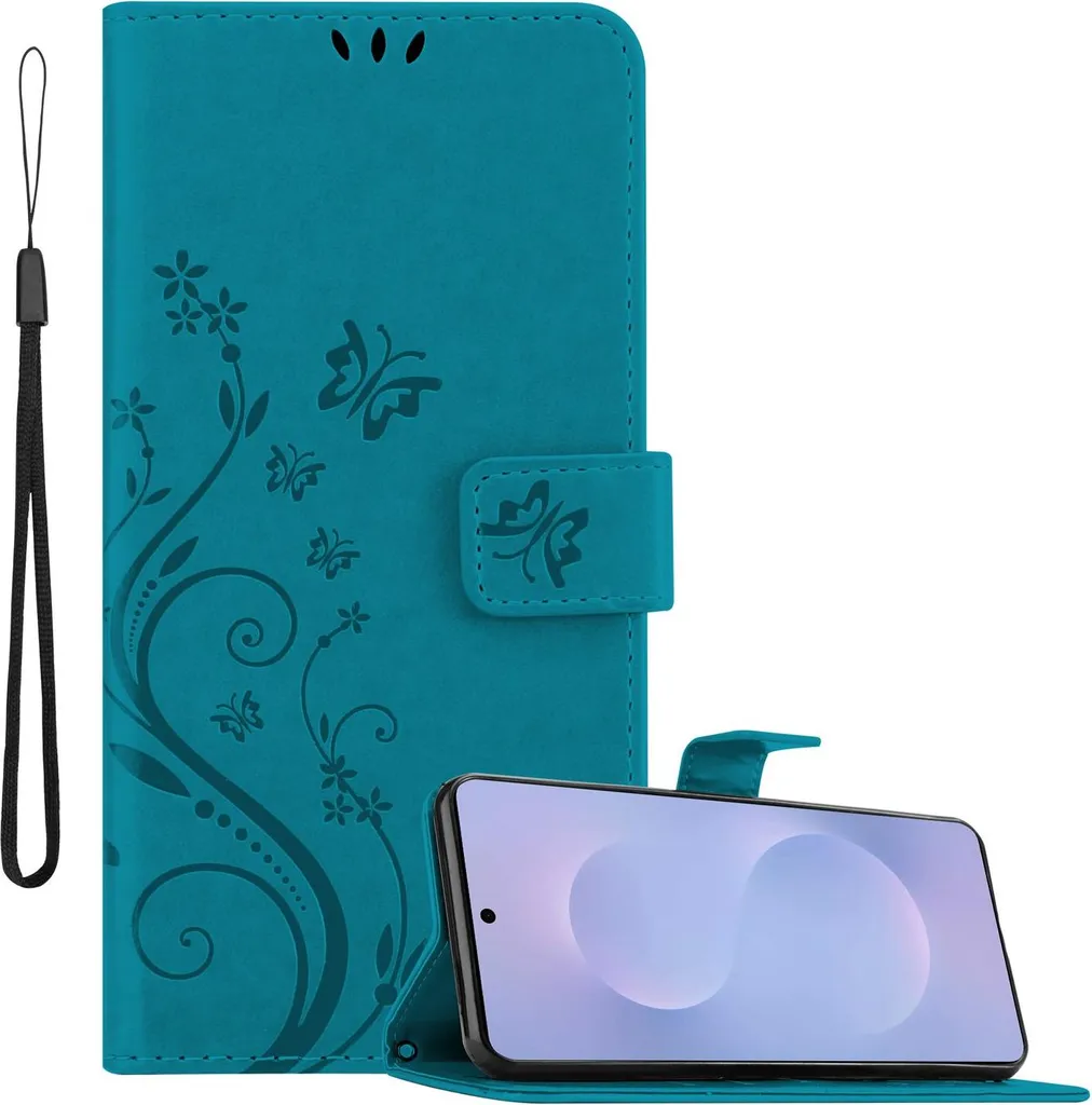 Cadorabo cover per Samsung Galaxy S25 Edge in BLU FLOREALE Cover protettiva dal design floreale con chiusura magnetica, funzione stand e slot per carte di credito Book Case Cover