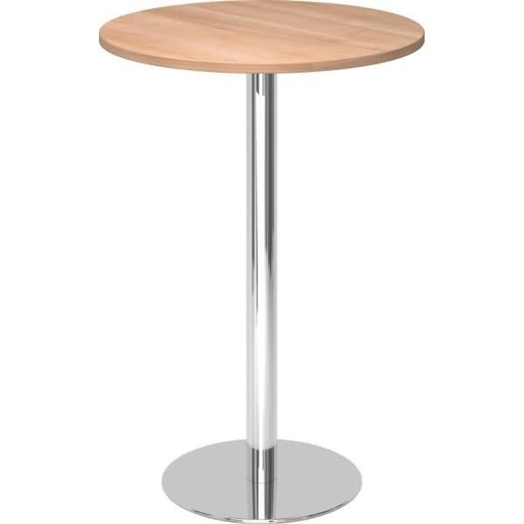Bistro Tisch Stehtisch Besprechungstisch 08 chrom 80 cm Durchmesser N = Nussbaum