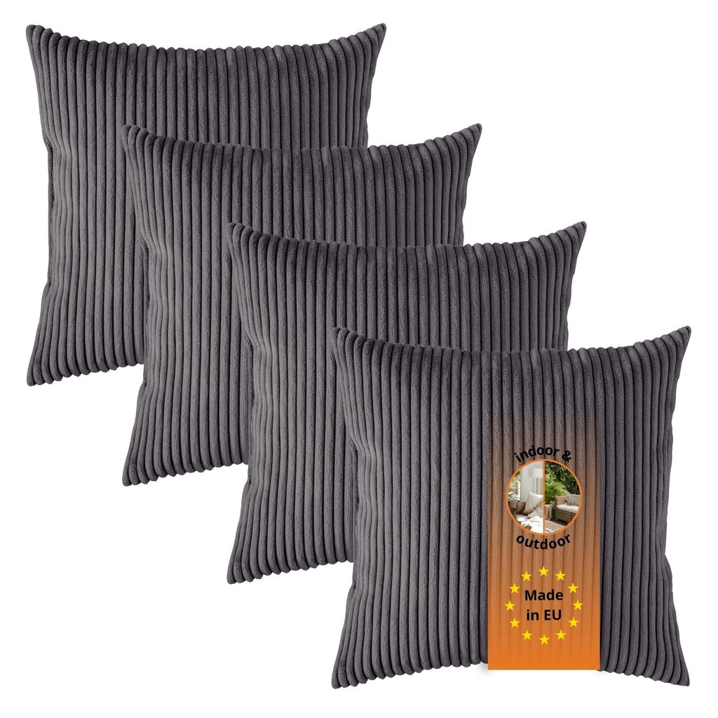 Set van 4 Kord-bankkussens, 40 x 40 cm, sierkussens, Productafbeelding 