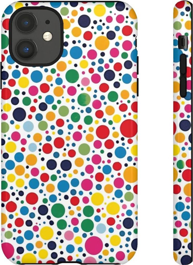 Bunte Tupfen auf Weiß – Hülle Kompatibel mit iPhone 11