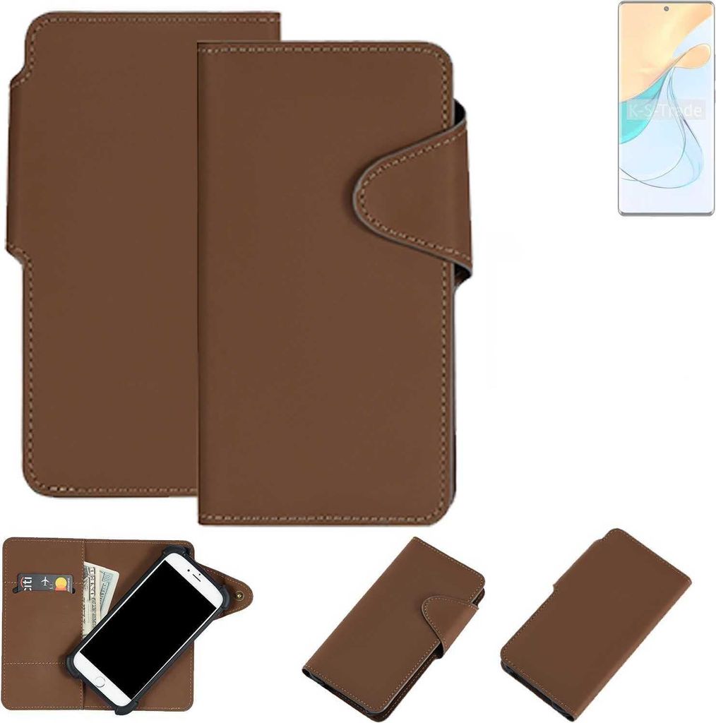 K-S-Trade Schutzhülle Klapphülle Kunstleder kompatibel mit ZTE Blade V50 5G braun Handy Hülle Wallet Case