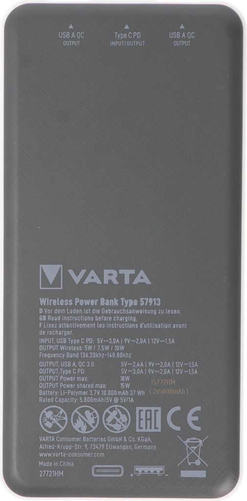 VARTA Zusatzakku "Wireless Power Bank" 10.000 mAh weiß Produktbild 14