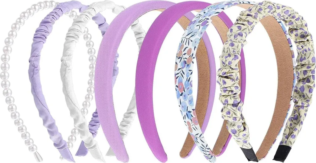Bandeau Cheveux Violet Anti-Glisse - Set de 7 pour Coiffure Femme Facile