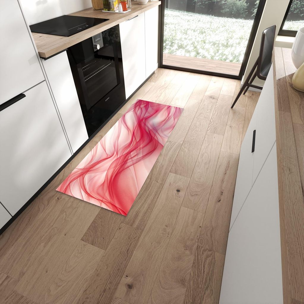 Küchenteppich 60x150cm rutschfest & abwischbar PVC Läufer - Seidenschleier