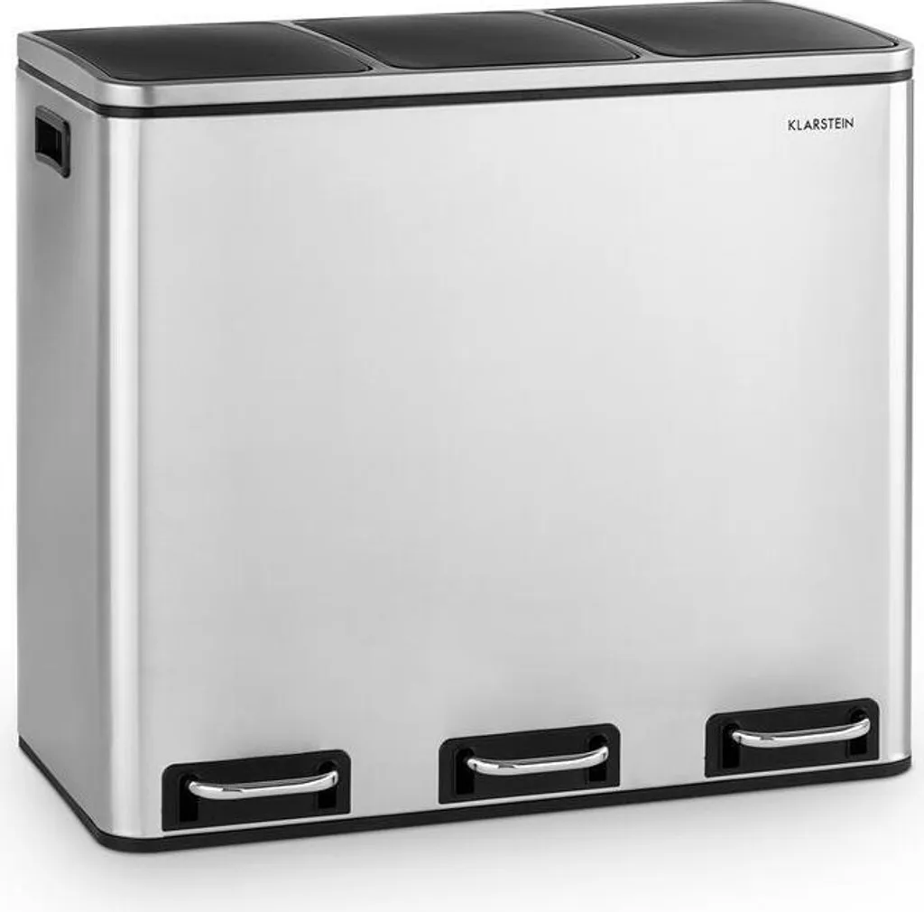 Grandmaster Trash Poubelle à Pédale 54L (3x18L) en Inox et PP Silencieuse