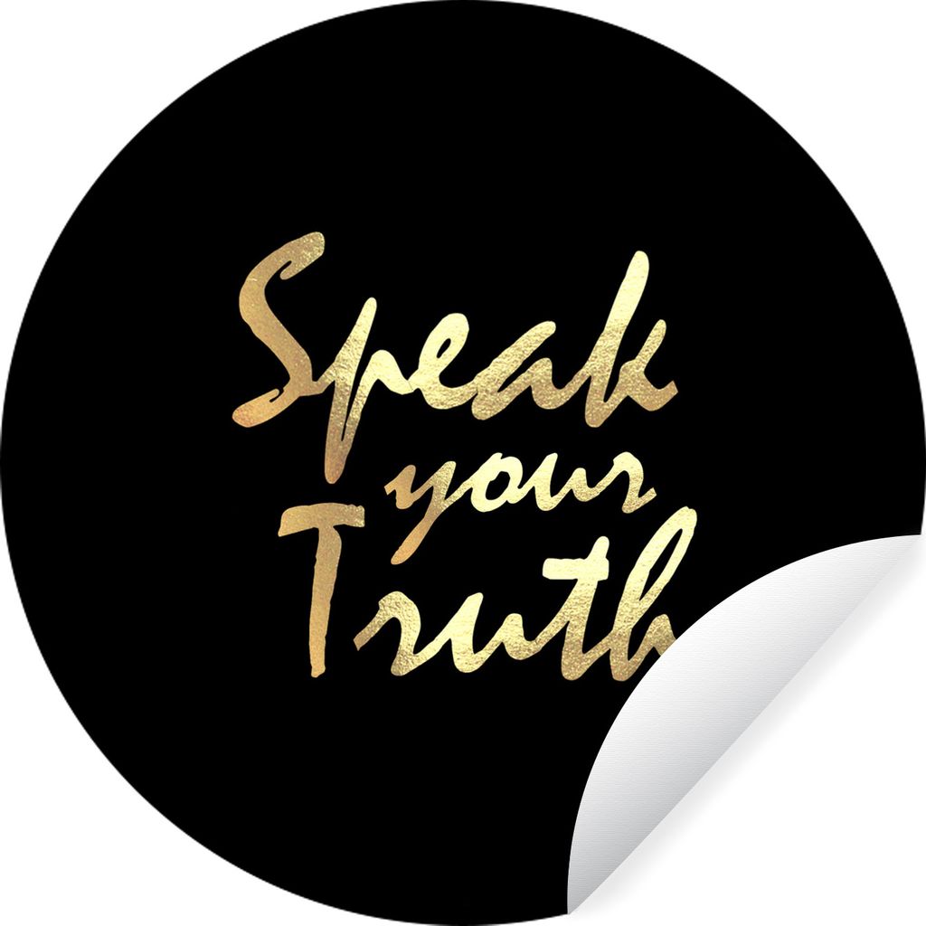 MuchoWow Runde Wandtattoo - Wandsticker Tapete Aufkleber Zitat - Wahrheit - Gold Ø 30 cm Selbstklebend und Repositionierbar - Wandaufkleber - Kr...