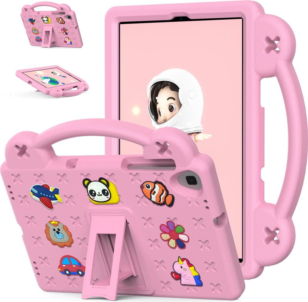 Schutzhülle für Samsung Galaxy Tab A 10.1 2019 T510/T515 Niedliche Hülle für Kinder, Stoßfest mit Griff und Ständer Pink