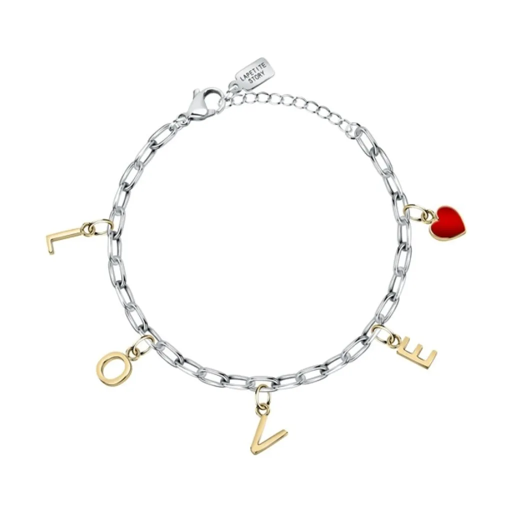 Bracelet gourmette en acier inoxydable Love - Bijou ajustable argenté