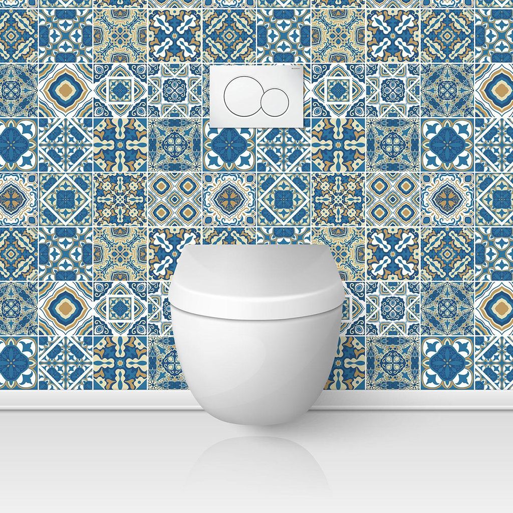 Selbstklebende Wandverkleidung für Toiletten – Lumaléa – Zementfliesen-Effekt – Selbstklebend + MATT-Schutz – 70 x 70 cm