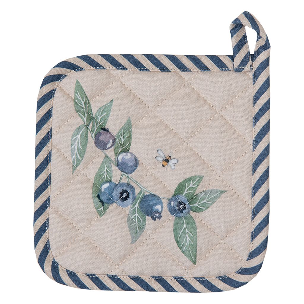 Clayre & Eef Kinder Topflappen 16x16 cm Beige Blau Produktbild 