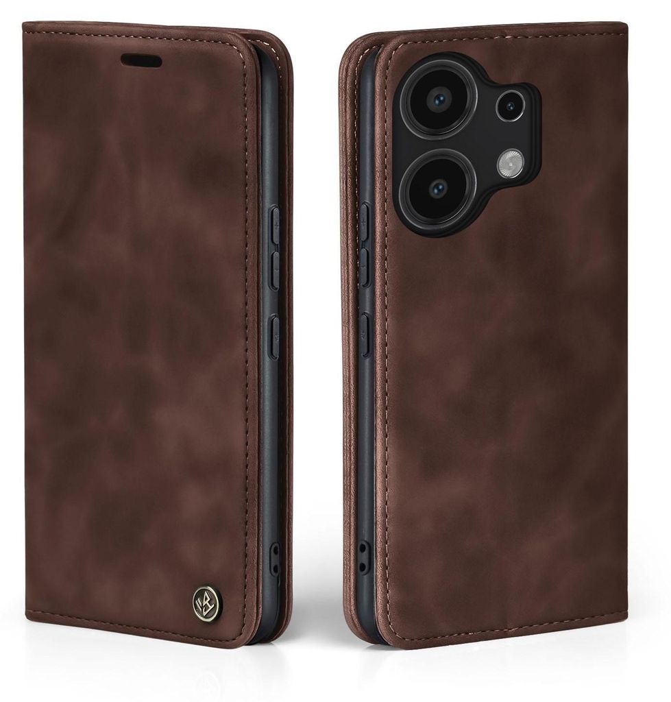 Handy Hülle für Xiaomi Redmi Note 13 Pro Klapphülle Bookcase Flip Cover Handy Tasche Etui Farbe: Dunkelbraun
