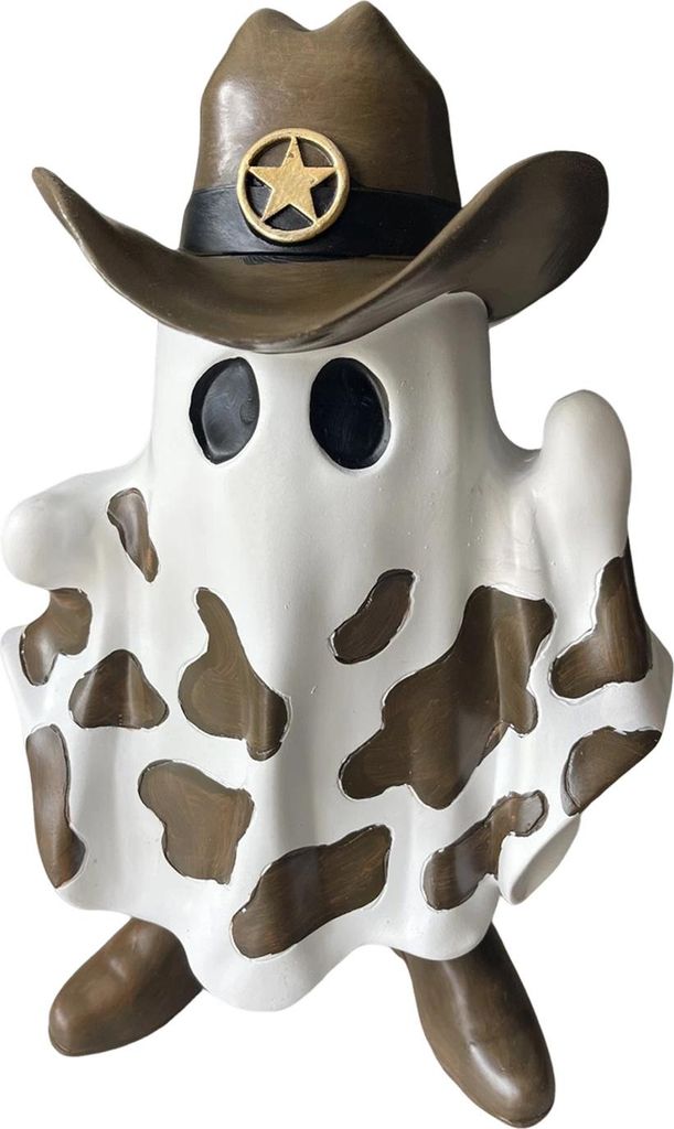 Geister-Cowboy-Figur, Halloween-Geist mit Cowboyhut und Stiefeln, Dekoration für den Schreibtisch, Geisterstatue für Kaminsims, Schrank, Bücherr...
