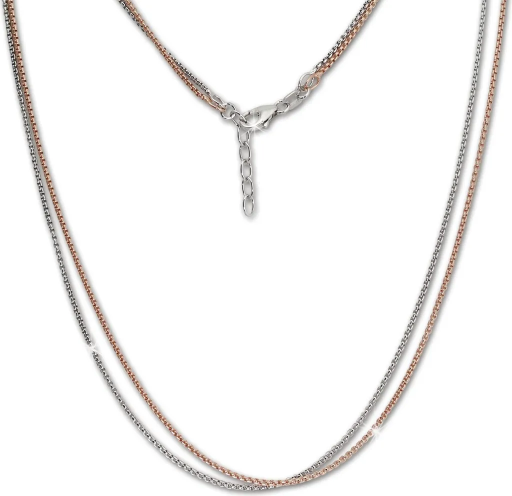 Collier en argent 925 doré rose 47cm maille vénitienne robuste SilberDream