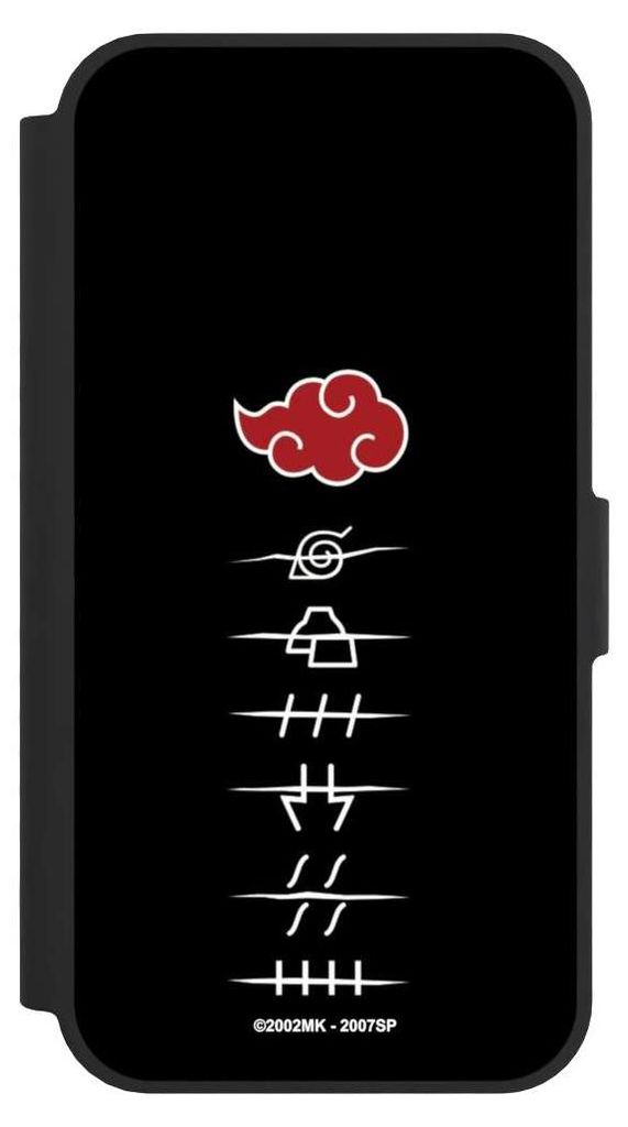 NIVOCASE Klapphülle für Apple iPhone 16e Handyhülle aus Kunst Leder NIVOflip schwarz Naruto Shippuden Offizielles Lizenzprodukt Akatsuki