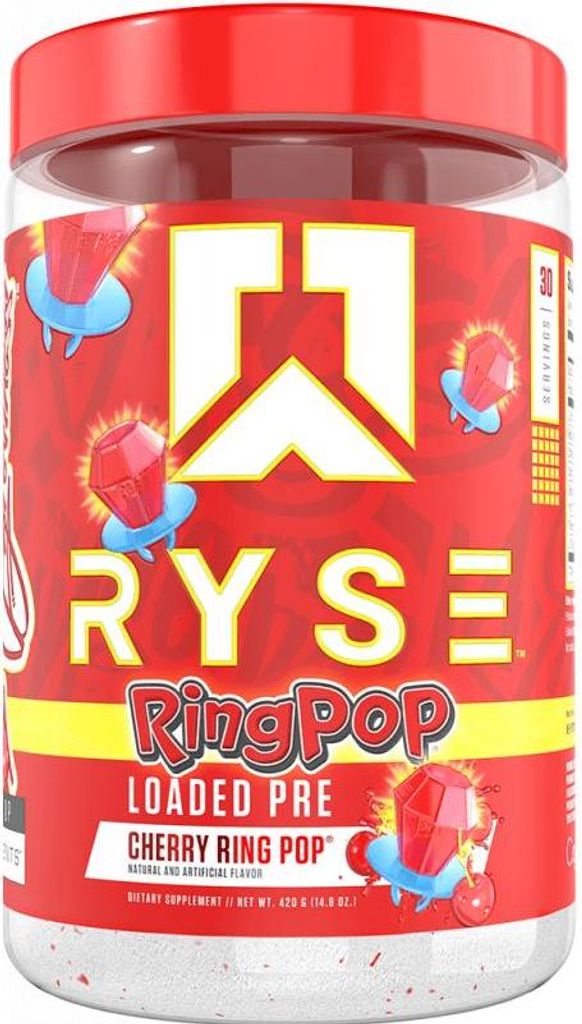 RYSE Loaded Pre (30 Serv) Ring Pop Cherry - Pre-Workout - Pre-Workout Booster