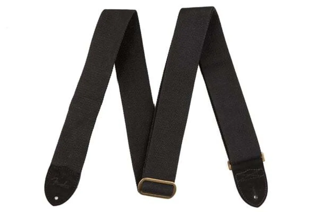 Sangle Fender Noir Coton Cuir - Évitez les Douleurs et Chutes de Guitare