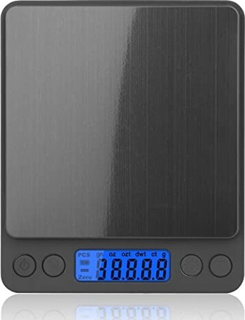 mafiti 3kg/0,1g Küchenwaage Digital, Waage Küche, PCS/Tara-Funktion/LCD Display, Küchenwaage, Kitchen Scale, Schwarz