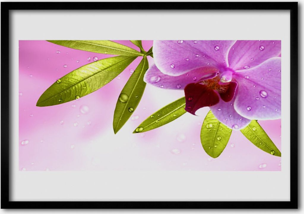 Bild 100x70 MDF-Rahmen Wandkunst Blume Pflanze Blätter
