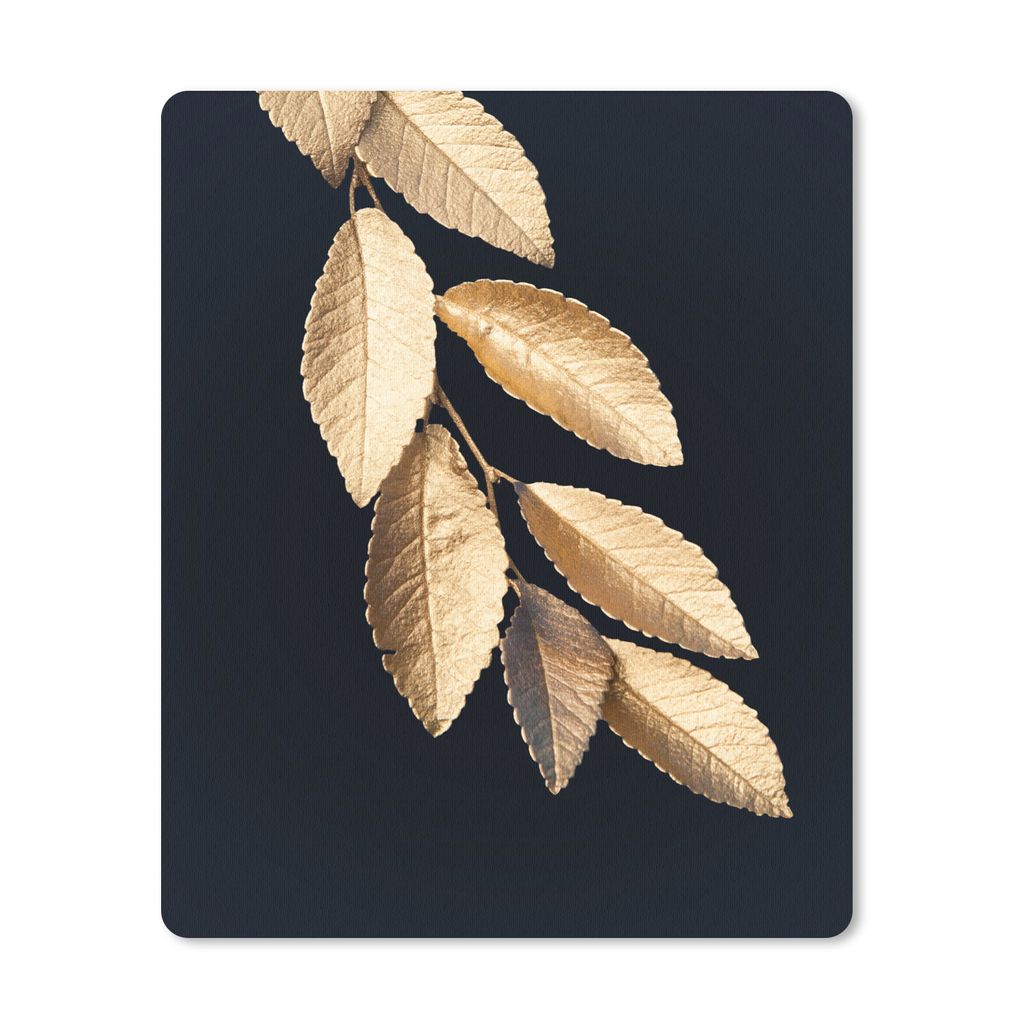 MuchoWow Mauspad Mousepad Blätter - Schwarz - Gold - Luxus - Pflanzen 30x40 cm - Mousepads - Maus Mat - Pad - Mausunterlage - Mausmatten