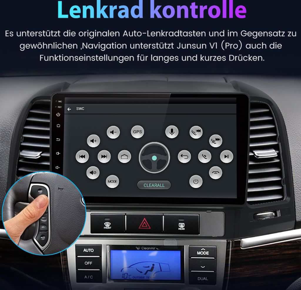 9'' DAB Carplay Navi WIFI 6+128G Pre Hyundai Santa Fe 2 Obrázok produktu 11