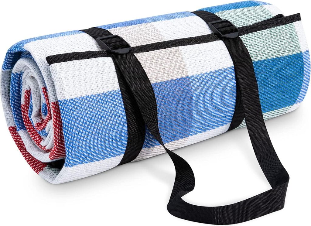 ASKSA Picknickdecke Campingdecke Strand Picknickdecke Wasserdicht Mit Tragegriff Leicht Kompakt Tragbar,Rot-Blau,Groesse:150x200cm