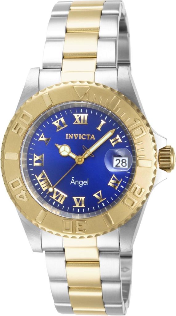 Invicta Angel 14363 Damen uhr - Wasserdicht - Analog - Quarzuhrwerk - Edelstahl mit blauen zifferblat - 40mm