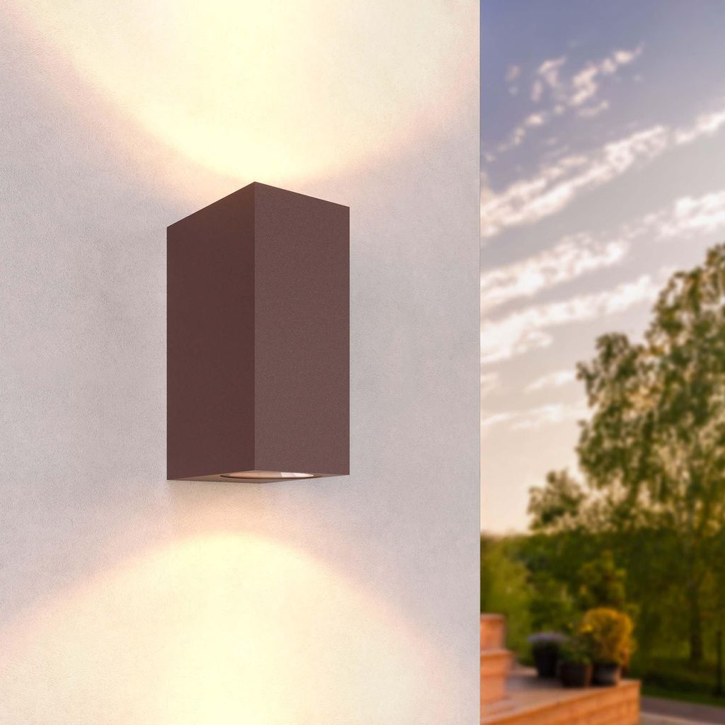Ledvion - Außenwandleuchte, Cube, GU10 Fassung, Rost