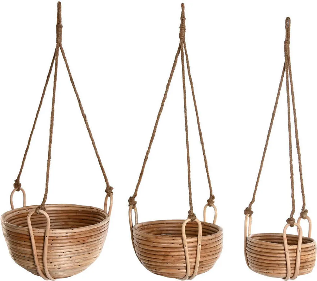 Jardinières Design en Corde Home ESPRIT - Osier Tressé Main - 3 Pièces