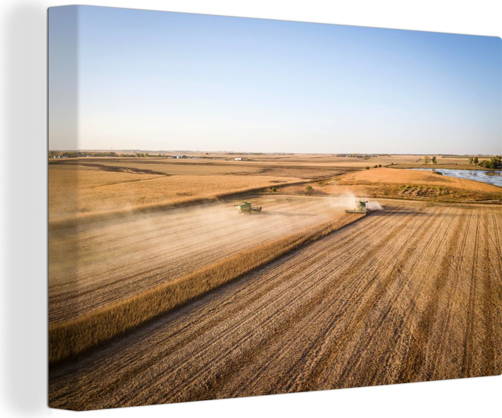 OneMillionCanvasses - Leinwandbilder - 150x100 cm, Feld - Bauernhof - Traktor - Landwirt - Landleben, Wandbilder Kunstdruck Wanddekoration - Foto...