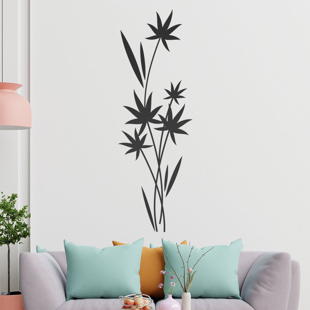 Schilf mit Schmetterling Wandtattoo in 6 Größen - Wandaufkleber Wall Sticker - Dekoration, Küche, Wohnzimmer, Schlafzimmer, Badezimmer