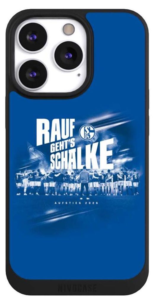 NIVOCASE Handyhülle für Apple iPhone 13 Pro Hülle NIVOpure Case Schwarz Aufstieg FC Schalke 04 Offizielles Lizenzprodukt