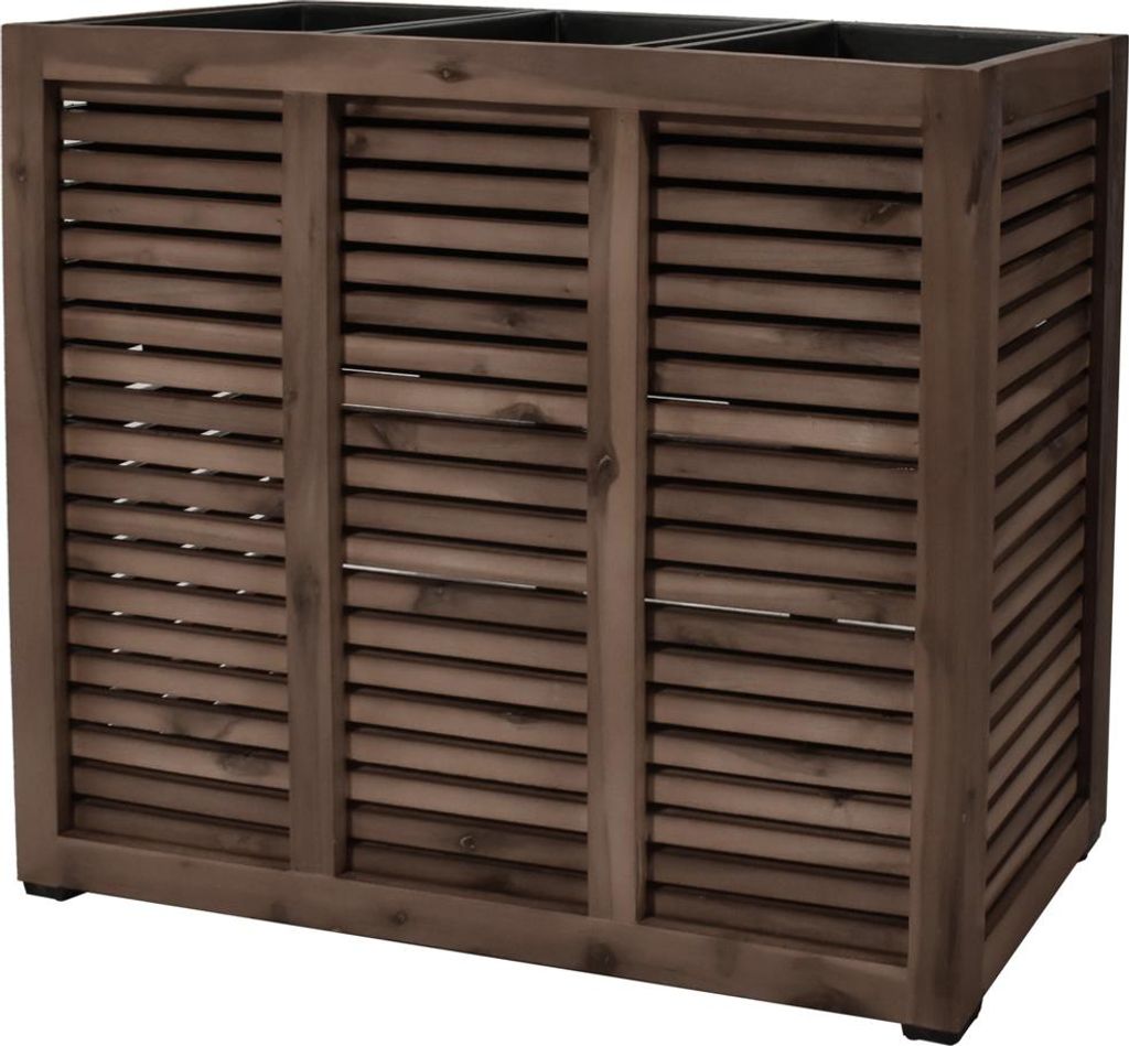 Pflanzgefäß Colorado 3 Pflanzkasten Blumenkasten mit Streben Akazienholz 79x28x62 cm