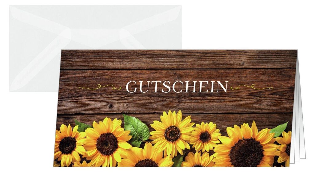 SIGEL DS101 Gutschein-Karten (inkl. transparente Umschläge), Sunfield, DIN lang (2/3 A4), 10+10 Stück