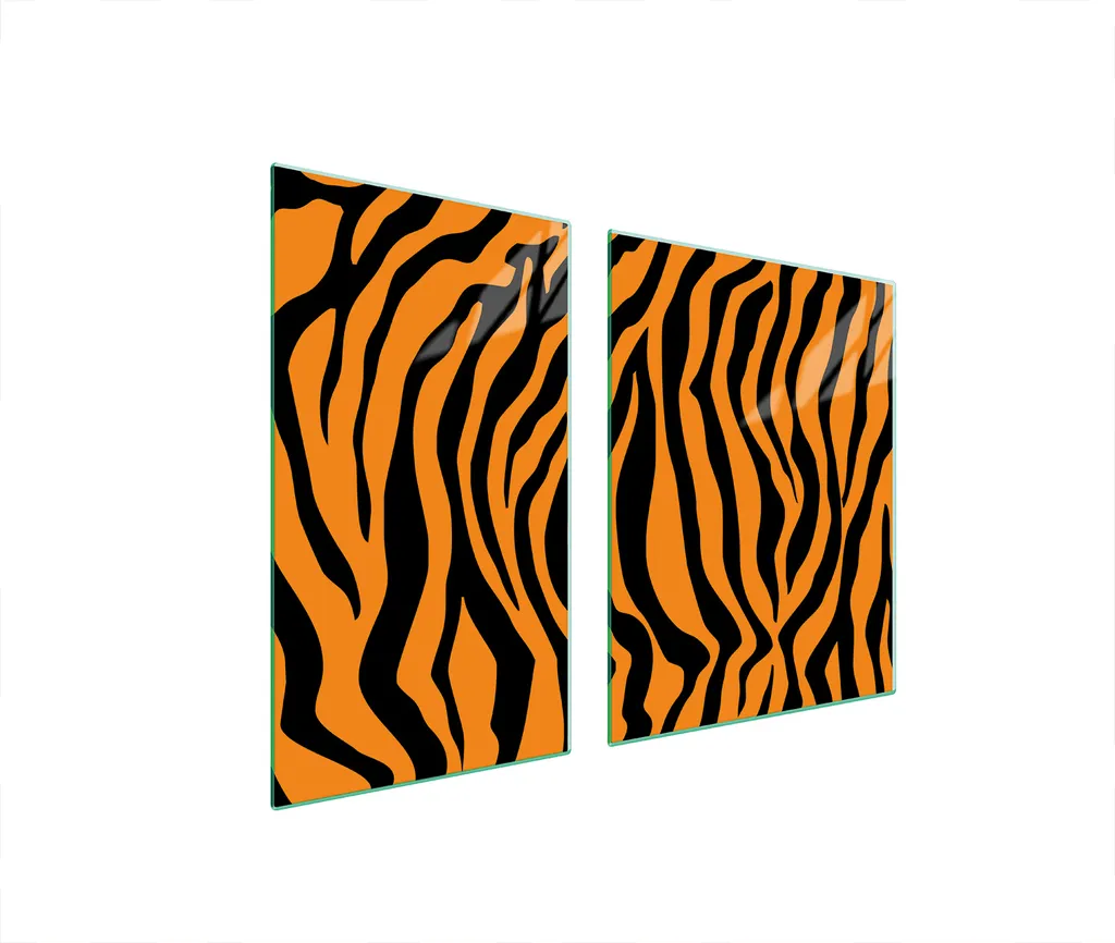 Copri Piano Cottura Vetro Temperato 100x52 Arancione Tigrato 2pz