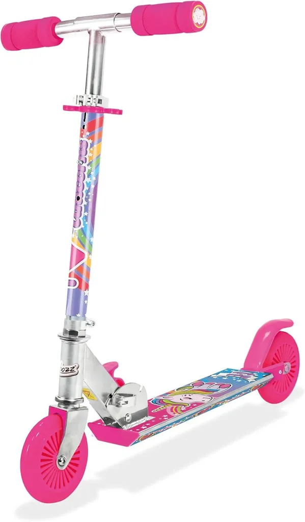 Trottinette rose pailletée Unicorn Magical Sparkles pliable à LED