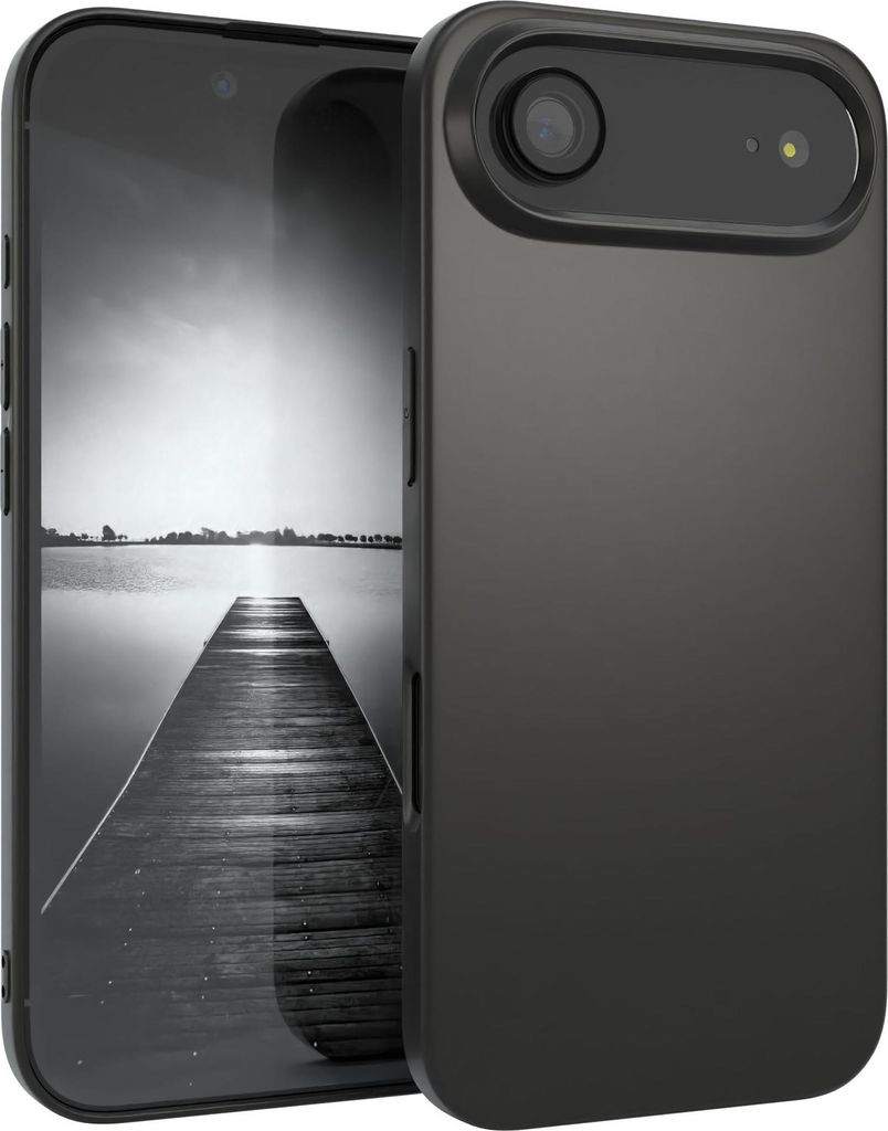 EAZY CASE Handyhülle Silikon Apple iPhone Air Slimcover Solid Black hoher Rand für Bildschirm & Kamera, Flexibles Silikon, extra dünn und leicht