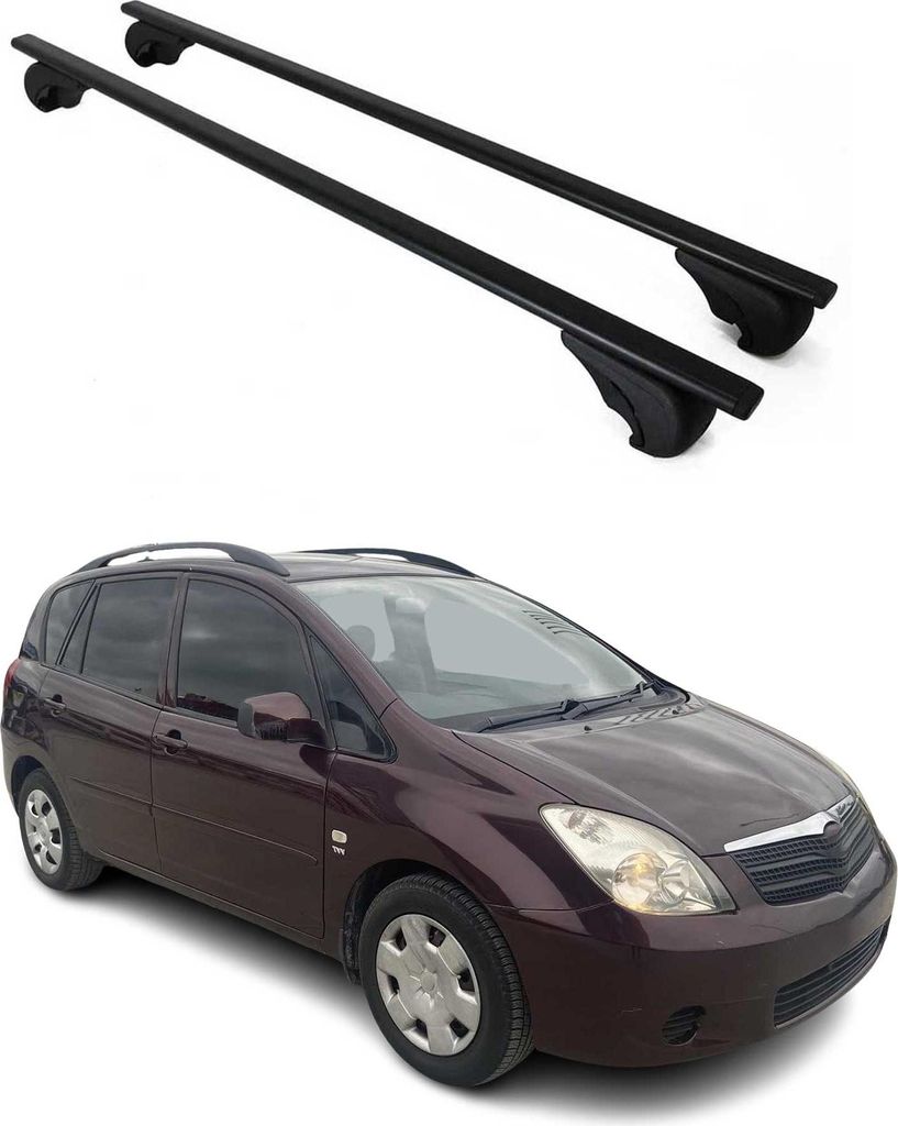 Dachträger Grundtäger für Toyota Yaris Verso 1999-2005 75kg Metall Schwarz 2 tlg