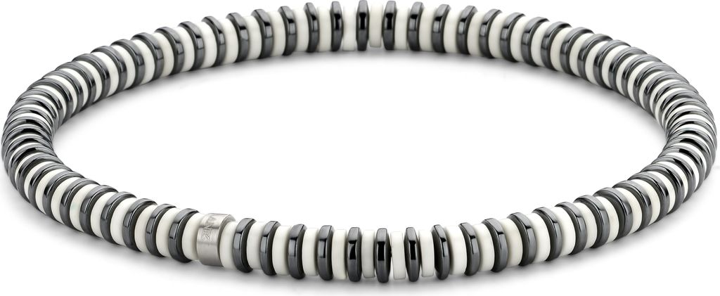 Frank 1967 7FB-0451 natuurstenen armband - stretch - wit / zilver