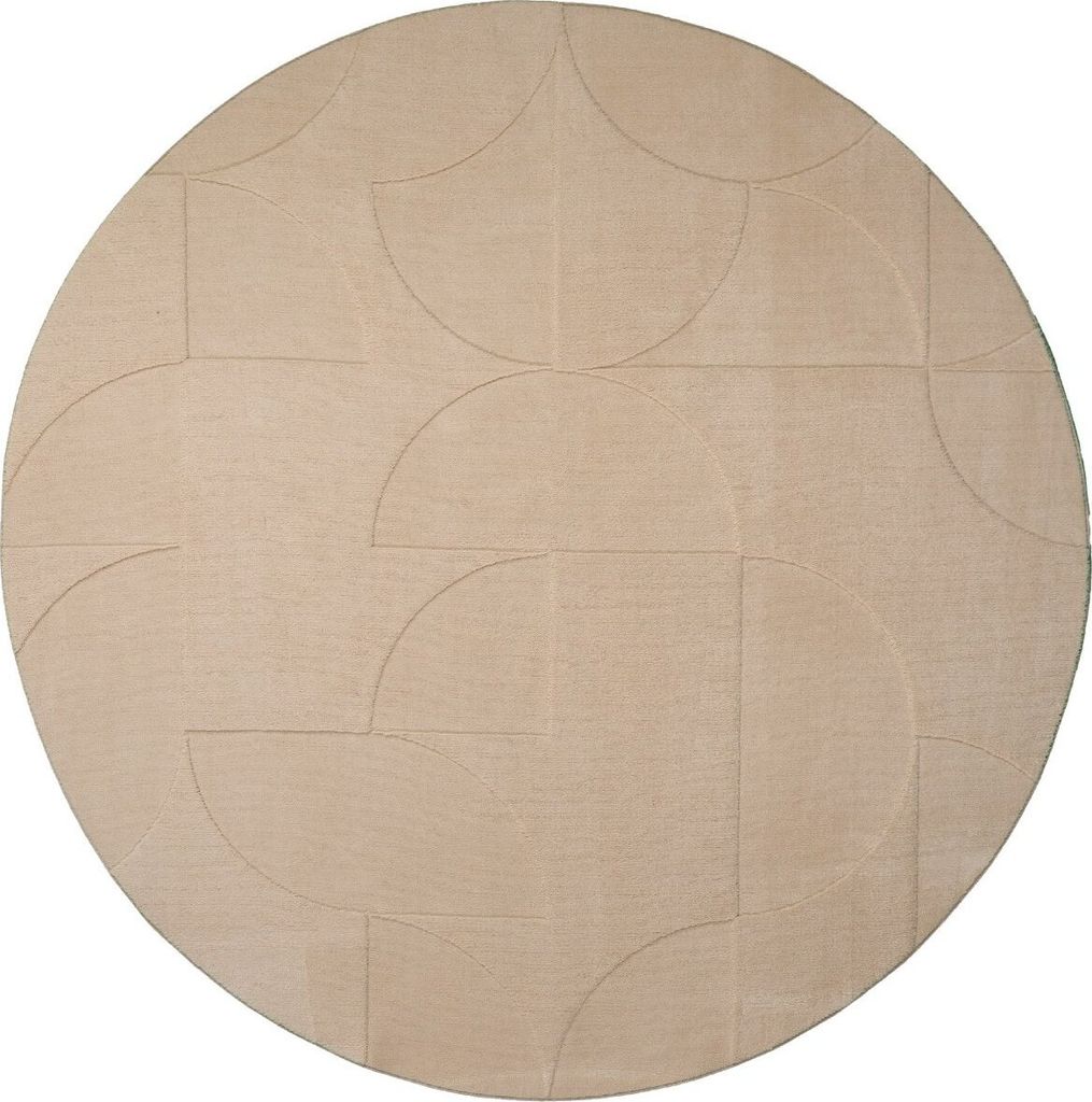 Volero - Runder Teppich Wohnzimmer - Charm Circles Beige - Ø 230 cm - Wohnzimmer, Esszimmer, Schlafzimmer - Modern, Skandinavisch