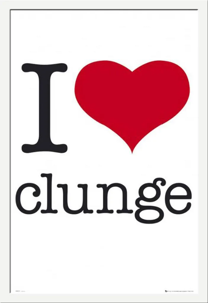 Affiche encadrée I Love Clunge, cadre bois blanc et vitre acrylique