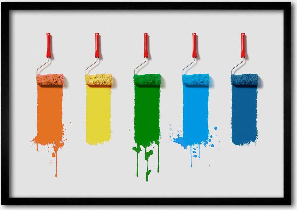 Bild - Bilder - Bilderrahmen - 70 cm x 50 cm - MDF-Rahmen, Wandkunst Farbroller