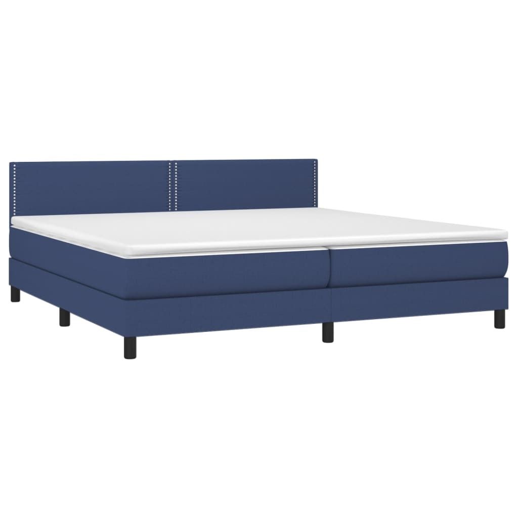 vidaXL Boxspringbett mit Matratze Blau 200x200 cm Stoff