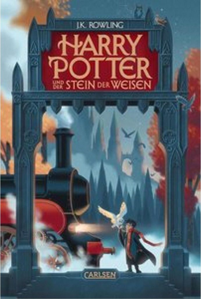 Illustration of a train station scene from Harry Potter.