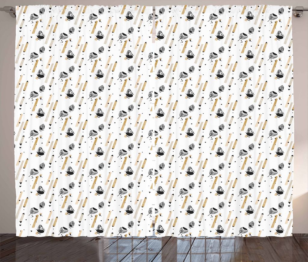 ABAKUHAUS skandinavisch Rustikaler Vorhang, Tropic Blätter Stripes, Wohnzimmer Universalband Gardinen mit Schlaufen und Haken, 280 x 175 cm, Blass...
