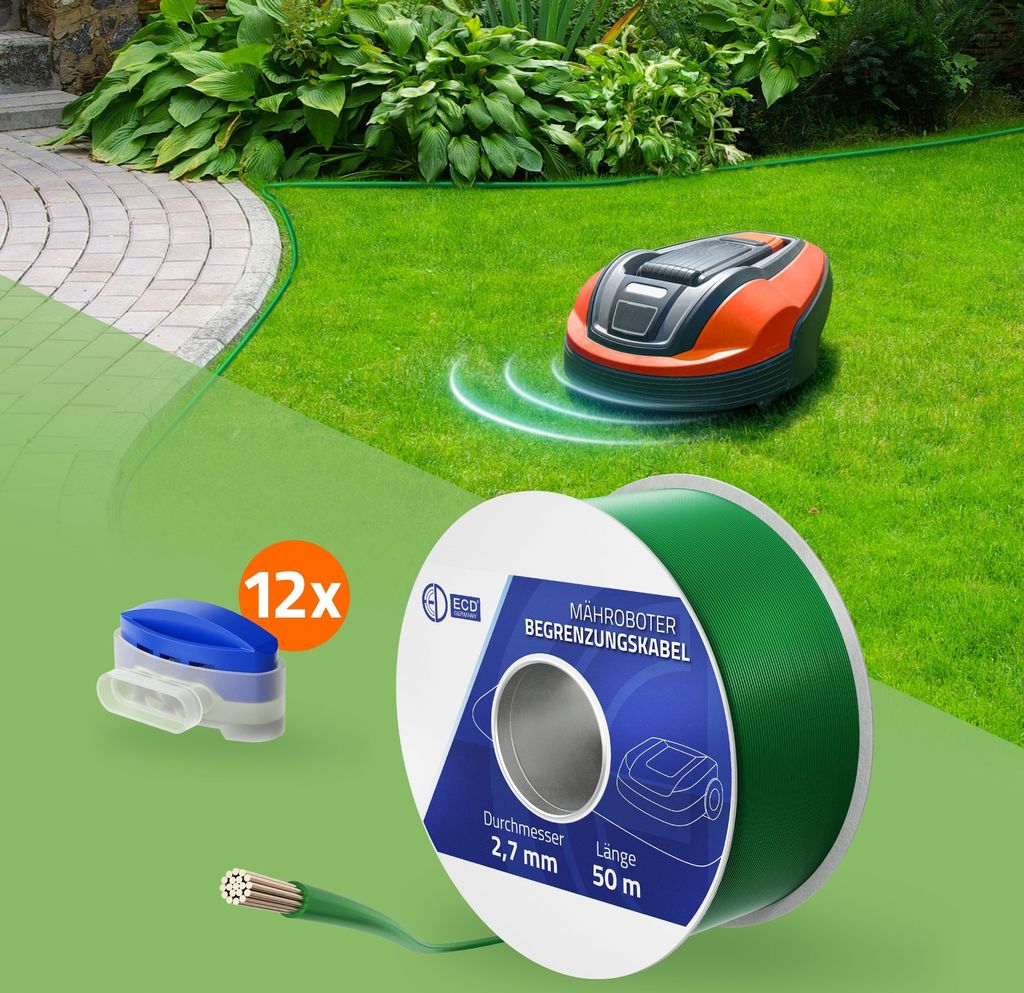ECD Germany 50m Universal Begrenzungskabel für Mähroboter + Produktbild 