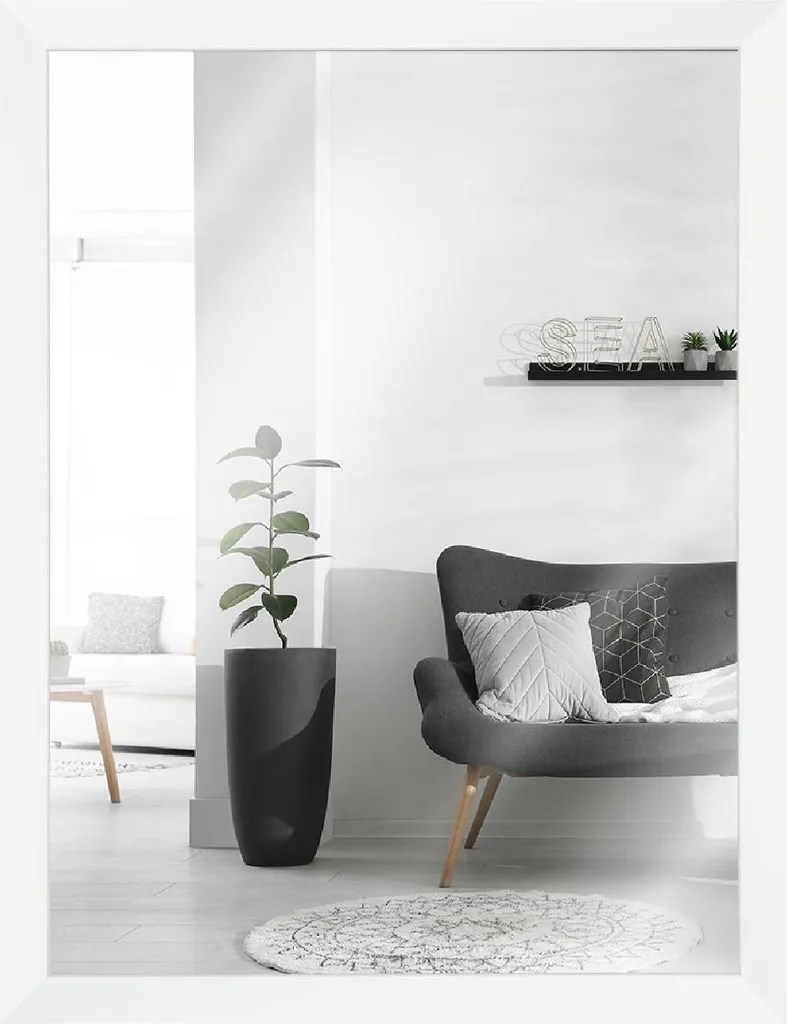 MendeFrames Specchio Bianco Quadrato 30x30 - Legno Massello Arredo Casa