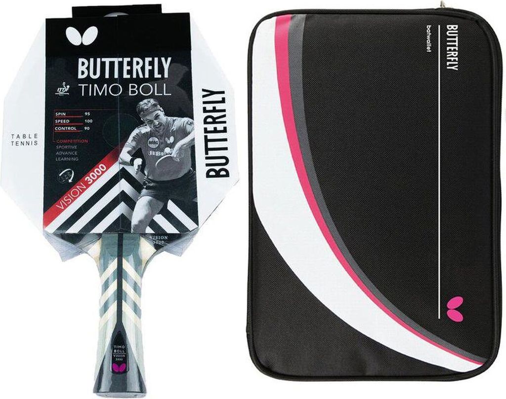 Butterfly 1x Timo Boll Vision 3000 Tischtennisschläger + Tischtennishülle Drive Case II